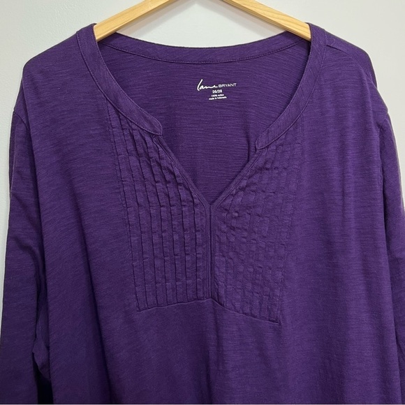 Lane Bryant Purple Cotton Long Sleeve Vneck Size 26/28 - Picture 3 of 10